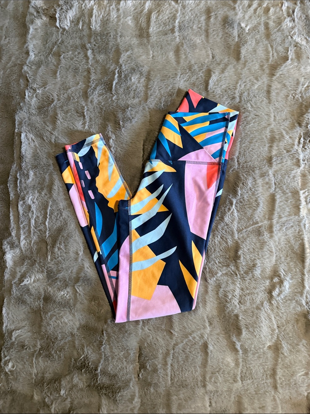 DSG Colorful Geometric Print Leggings - Pink, Yellow & Blue